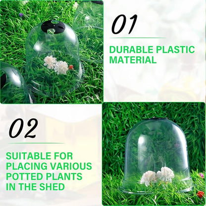 Zopeal 30 Pcs Small Garden Cloche Humidity Plant Dome 7.68'' Dia x 6.7'' H Reusable Thick Garden Protector Bell Covers Clear Plastic Dome Mini Greenhouses with 80 Securing Pegs for Winter Outdoor Seed