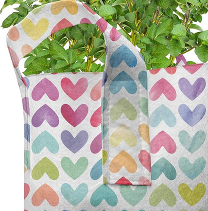 Ambesonne Moroccan Grow Bags 5-Pack, Moorish Star Pattern, Heavyduty Fabric Pots with Handles for Plants, Blue White