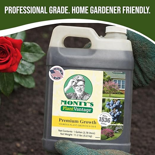 PlantVantage Premium Growth Liquid Plant Food - Liquid Fertilizer for Stronger Stems & Larger Leaves, NPK Fertilizer (8-16-8) with Zinc & Iron, Foliar Spray for Trees, Shrubs & Flower Boost, 1 Gallon