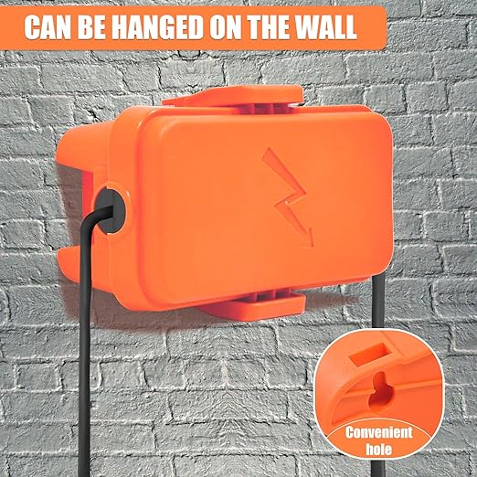 Hrensaw Small Weatherproof Electrical Connection Box(6 x 3.5 x 2.2inch),Outdoor Electrical Box,Waterproof Extension Cord Covers for Plug, Extension Cables, Holiday Lights,Orange