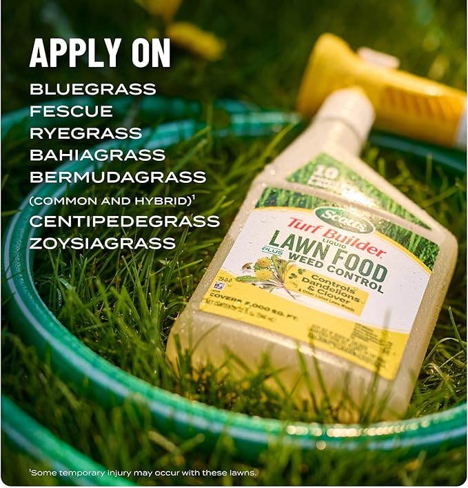 Scotts Turf Builder Liquid Lawn Food Plus Weed Control Refill, Weed and Feed, Controls Dandelions, Clover, and Other Listed Lawn Weeds, 32 fl. oz.
