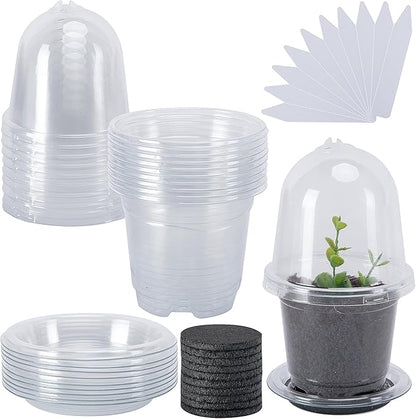 EBaokuup 10 Pack Self Watering Seed Starter Pot, 6.5 x 3.5 Inch Automatic Watering Plant Nursery Pots with Humidity Dome, Self Watering Nursery Pots for Potted Plants Seed Germination