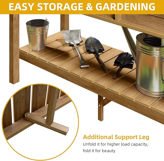 DWVO 48x18x30in Raised Garden Bed HDPE, Poly Wood Planter Box Stand,Weather-Resistant Planter Box with Legs, Elevated Garden Bed for Backyard, Patio, Balcony,Brown