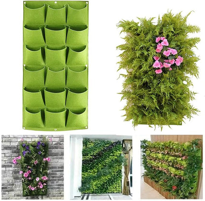 ZOENHOU 2 Pack Total 36 Roomy Pockets Green Vertical Garden Planter, Wall-Hanging Flower Pot Bags, Felt Wall Mount Balcony Planter Pouch for Herbs, Succulent, Flowers and Vegetables