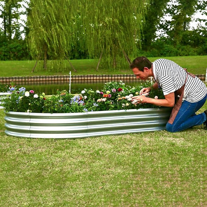 6×3×1 ft Raised Garden Bed, Easy Assembly Galvanized Planter Box for Vegetables, Flowers & Herbs