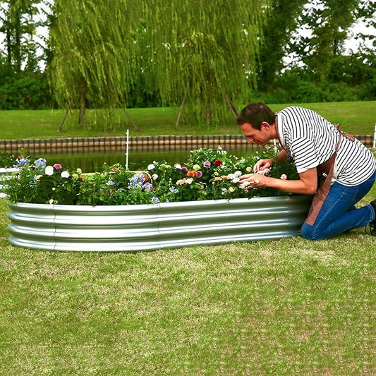 6×3×1 ft Raised Garden Bed, Easy Assembly Galvanized Planter Box for Vegetables, Flowers & Herbs