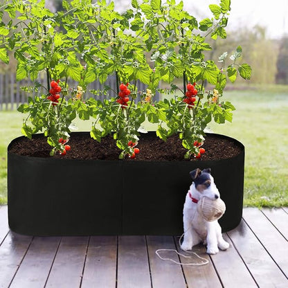 Planting Grow Bag,Felt Fabric Raised Planting Bed,Raised Garden Bed Planter Breathable Planting Container Rectangle Growing Pot (Black - 4ft*2ft - 2pack)