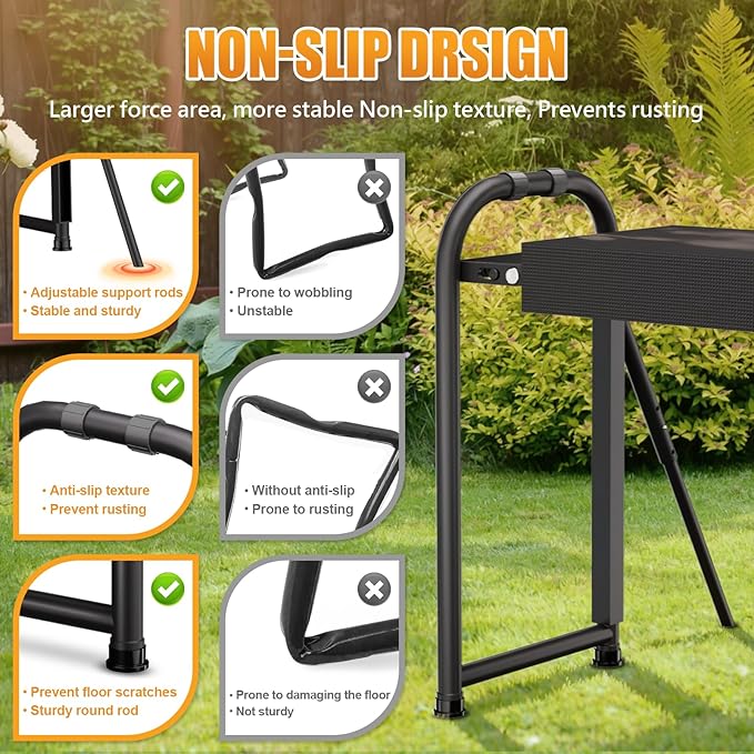 seasky Foldable Garden Kneeler and Seat, Anti-Tipping Gardening Bench Widened Thick Soft Kneeling Pad, Heavy Duty Gardening Stool with Tool Bag,Gardening Gift for Women