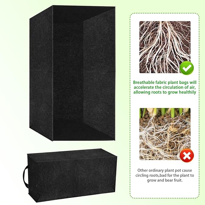 3 Pack Plant Grow Bags,Breathable Fabric Raised Garden Bed,36L/9.5 Gallon 400GSM Heavy Duty Rectangle Growing Pots for Vegetable,Flowers,Fruit/ Flower Planter Containers with Handles(60x30x20cm)