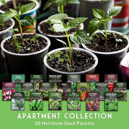 Hydroponic & Indoor Garden Seed Kit – 20 Compact Heirloom Vegetable & Herb Varieties | Apartment, Small-Space, Patio & Vertical Tower Growing | Family Garden Gift – Survival Garden Seeds