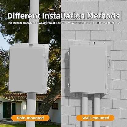 Joinfworld Vented Outdoor Enclosure Box 18.1x12.6x6.4 Outdoor WiFi Enclosure Waterproof White Nema Electrical Box with Cooling Fan for Electronics