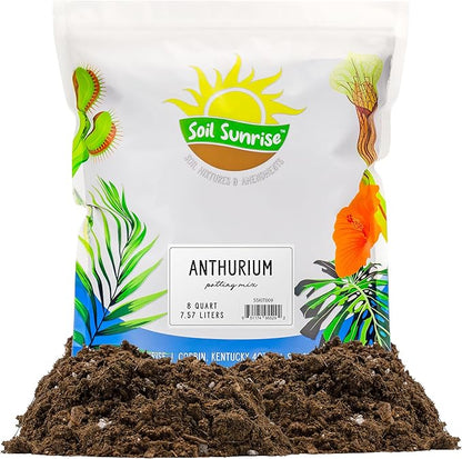 Soil Sunrise Anthurium Plant Potting Soil Mix (8 Quarts) Indoor Houseplant Custom Blend for Flowering Anthuriums