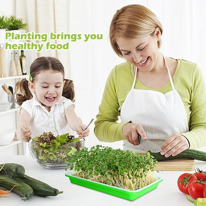 EBaokuup 10 Pack Seed Sprouter Tray with Drain Holes - BPA Free Seed Garden Plant Germination Propagation Trays, Soil-Free Wheatgrass Tray Sprouter Microgreens Growing Kit with Germinating Paper