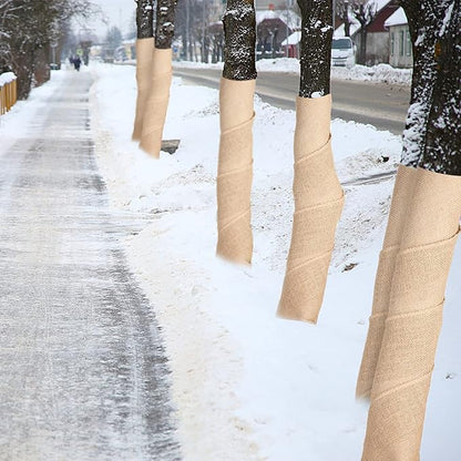 Natural Burlap Tree Wrap Burlap Rolls for Gardening Tree Trunk Wrap Fabric Tree Protector Burlap Wrap Plants Bandage for Keeping Warm and Moisturizing (4 Rolls,4.7 Inches Width)
