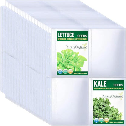 30 Pack 120 Pockets Seed Packet Binder Sleeves, Garden Seed Storage Organizer Pages for 3 Ring Binder, Slot Size 3.5"x 5", Seed Saver Protector Sleeves for Seed Holder Container