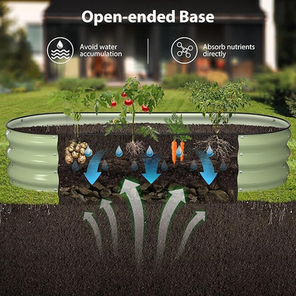 Raised Garden Bed Kit, 5x2x1 ft Galvanized Planter Box Outdoor with Safety Edging, Large Metal Raised Beds for Gardening Vegetables Flower Fruits (Avocado Green)