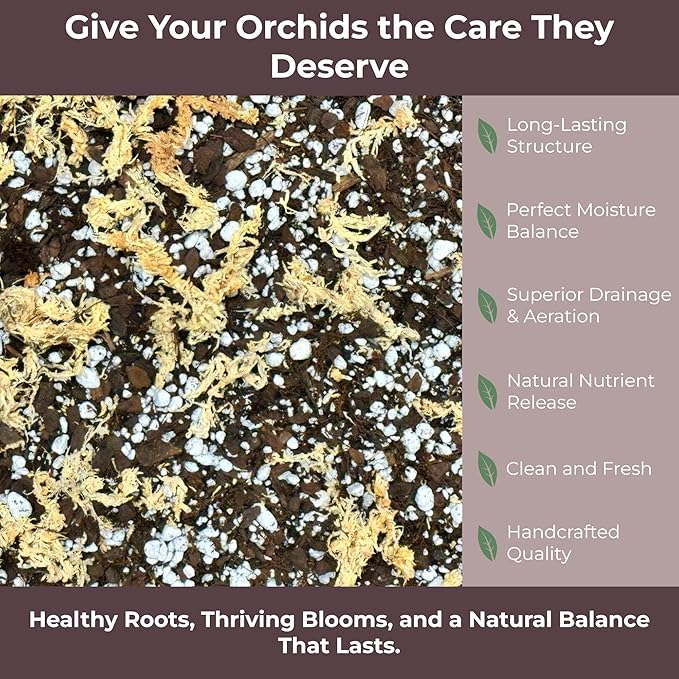 Orchid Potting Mix – Orchid Bark, Sphagnum Moss, Tree Fern & Perlite for Repotting Phalaenopsis Orchids, Indoor Plants, Orchid Soil Medium – Sustrato para Orquídeas (5 Quart)