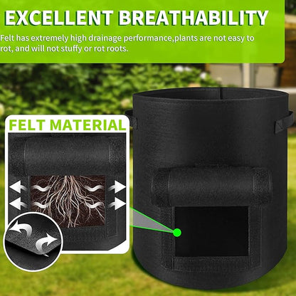 2 Pack 10 Gallon Grow Bags for Growing Potatoes,Plant Grow Bags for Vegetables,Potato Grow Bags with Flap(Black)