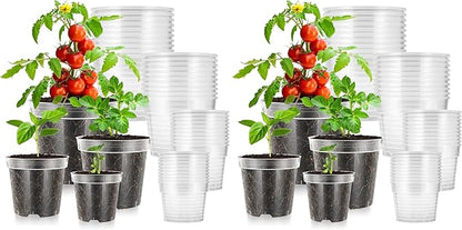 VIVOSUN 80 Packs 3/4/5/6 Inch Clear Nursery Pots with Drainage Holes, Reinforced Plastic Seedling Pots for Plants, Flowers, Cuttings, and Succulents, 40 pcs Plant Labels