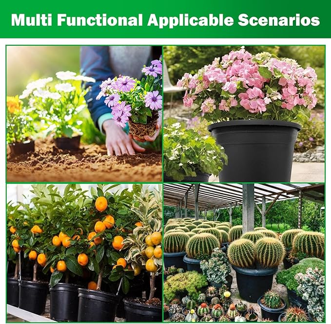 Nursery Pots with Drainage Holes Pack of 10 Pcs 7 Gallon and Plant Label Flexible Seedling Pots Seed Starting Planter for Indoor Outdoor Flowers Succulents Cactus