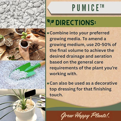 Sol Soils Horticultural Pumice - Lightweight, All-Natural Volcanic Rock Soil Amendment to Improve Drainage, Aeration & Maintain Moisture Balance – Filtered 3/8" to 1/4" - 1 Quart