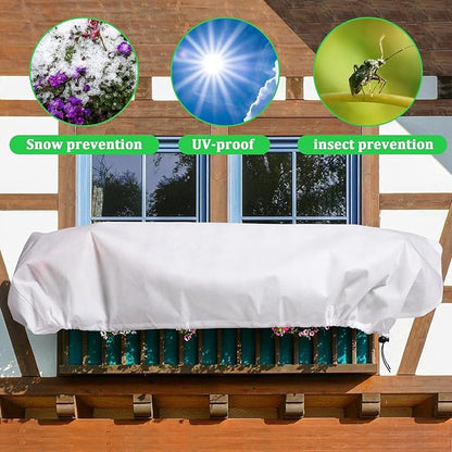 DECOHS 3 Pcs Rectangular Winter Plant Freeze Protection Cover - 39.3" x 17.7" x 15.7" Balcony Planter Box Cover - Frost Bags Wraps Blanket for Flower Boxes