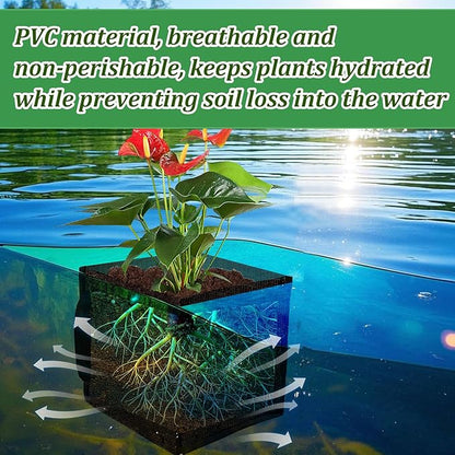 6PCS Mesh Aquatic Pond Plant Baskets, 2 Gallon Large Pond Planting Bags Reusable Aquatics Planter Pot Water Lily Growing Container with Handles for Lotus Bog Plant Garden Terrestrial Plants, 7.9"