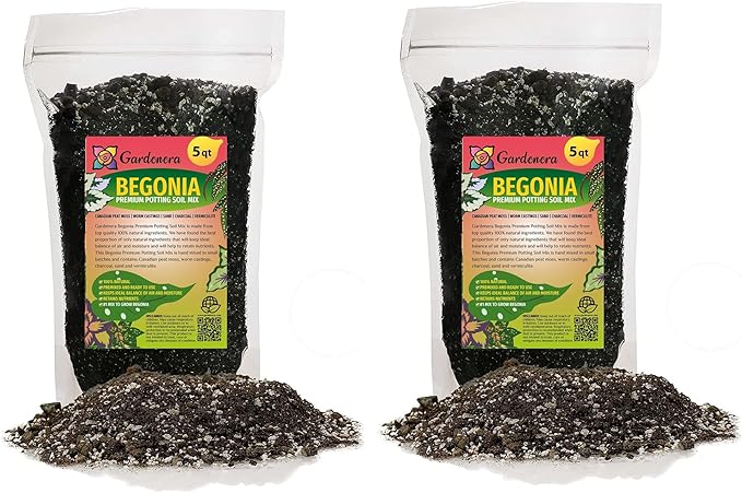 GARDENERA Begonia Plant Potting Soil - Experience Stunning Blossoms and Vibrant Growth with Professional Grade Mix - 10 Quart
