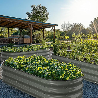 Raised Garden Bed Kit, 5x2x1 ft Galvanized Planter Box Outdoor with Safety Edging, Large Metal Raised Beds for Gardening Vegetables Flower Fruits (Volcanic Ash)