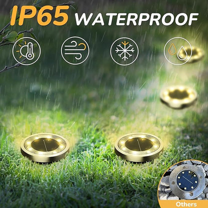 INCX Solar Ground Lights,20 Pack Solar Lights Outdoor Waterproof, Solar Garden Lights Landscape Lighting for Patio Pathway Lawn Yard Deck Driveway Walkway, Warm White