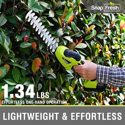 SnapFresh 20V Hedge Trimmer Cordless, 2 in 1 8.67" Electric Shrub Trimmer and 4.72” Grass Shears with 2.0Ah Battery and Charger, Handheld Grass Cutter/Bush Trimmer for Garden Yard