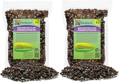 GARDENERA Mini Monstera Planting Mix - Promotes Steady Growth and Vibrant Foliage - 10 Quart (2 Bags of 5 Quart)