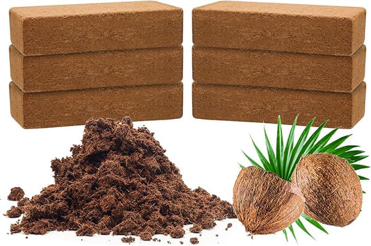 6 Pack Premium Coco Coir Bricks, Coco Coir for Plants, Coconut Fiber Substrate with Low pH & EC, Organic Coconut Fiber for Indoor & Outdoor Gardening and Potting Mix