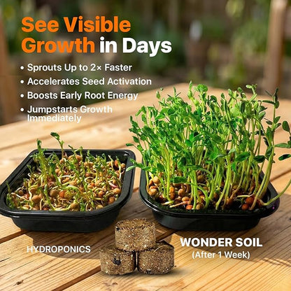 WONDER SOIL | 250 Organic Seed Starter Pellets | Ready to Plant Seed Starting Soil Loaded with Pre-Mixed Nutrients | Fast Germination | Indoor or Outdoor | 250 Count