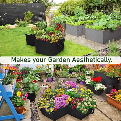 Large Fabric Raised Garden Bed Outdoor, Planter Raised Beds 3 Hexagonal Grids with Handles, Cloth Raised Garden Bed Grow Bags for Vegetables - 7x1ft (54 Gallon, 2 Pack)