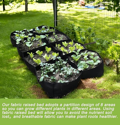 Fabric Grow Bags, Raised Garden Bed for Vegetable Herbs Flowers, 128 Gallon Fabric Plant Pots Indoor Outdoor, 6x3x1ft