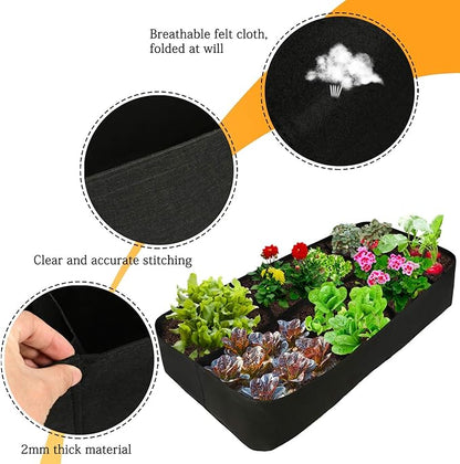 Raised Garden Bed with Grow Grid,135 Gallon Elevated Flower Vegetables Bed Planter Box,Planting Container,Plant Root Pouch Pots,Garden Tub