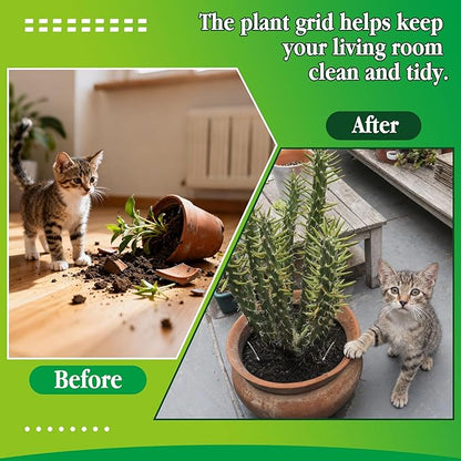 6 Pack Plant Pot Grids - 15.7 Inch Cuttable Soil Cover Protector from Cats, Squirrels Digging and Animals, Indoor Outdoor Plant Pot Soil Guard for Garden, Adapts to Different Pot Sizes