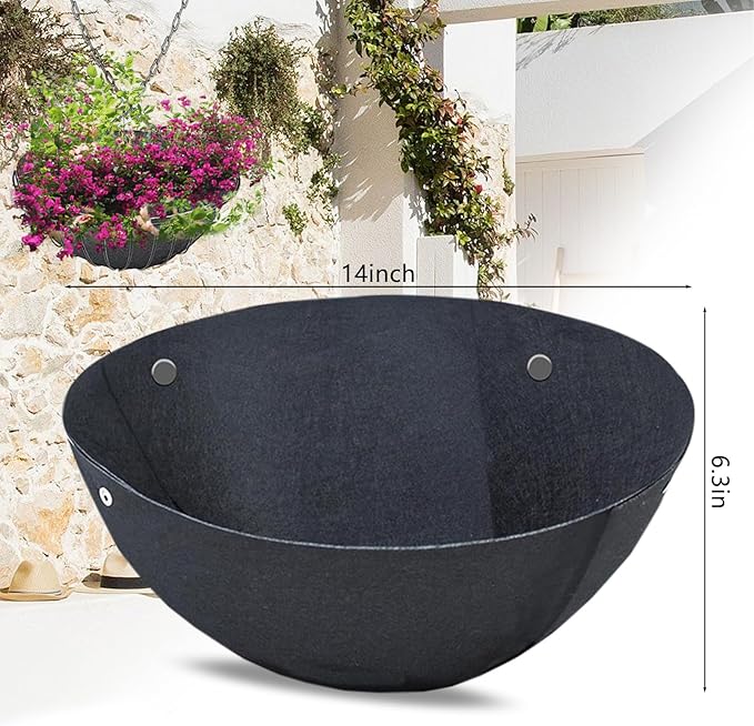 4 Pack Planter Basket Liners, Trough Window Box Liners, Round Fabric Planter Liner, Durable Felt Hanging Basket Liners Replacement Coco Liner for Planters Garden Flower Vegetables (Round 14in)