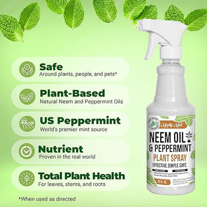 Mighty Mint Neem Oil & Peppermint Plant Nutrient Spray – Natural Leaf Shine for Indoor & Outdoor Use – Plant-Based Formula for Stronger, Healthy Plants - 16 oz