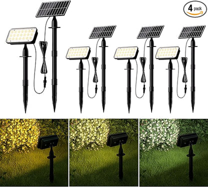 JACKYLED Solar Spot Lights Outdoor, 84-LED Solar Spotlights with 10ft Cord, 5 Lighting Modes, IP65 Waterproof Landscape Lights for Yard, Garden, Pathway, Ground & Wall Mount, 4-Pack