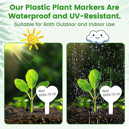 120PCS Plant Tags Plant Labels for Outdoor Garden Waterproof Plastic Seed Labels for Seedlings White Garden Markers with Permanet Marking Pen Plants Tags Gifts for Gardening Lovers