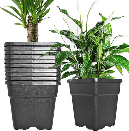 Square Planter Nursery Pots 9.77 Gallon Pots for Plants, Injection Molded Plastic Nursery Pots, Plant Container 9.77 Gal 10-Pack