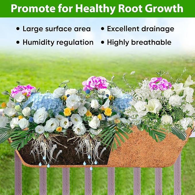 HKZ Deck Balcony Railing Planter Window Boxes - 2 Pack 24 Inch Planter Box, Balcony Planters Railing Hanging, Window Boxes Outdoor Fence Planters