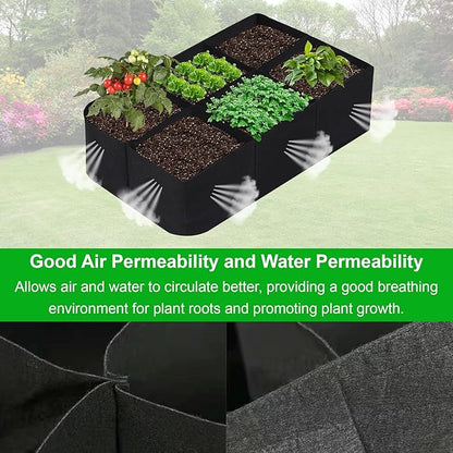 KONGDY 6 Grids Plant Grow Bags, 4x2x1ft. 57 Gallon Potato Tomato Planter Durable Fabric Garden Grow Bags for Outdoor Garden Flowers Vegetables 2 Packs
