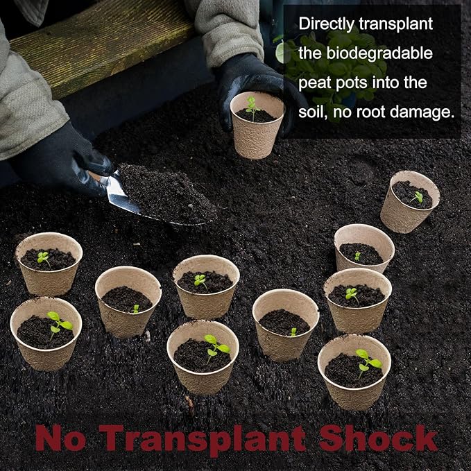 Napia Peat Pots Seed Starter - 45 Pack 3.15 inch Biodegradable Seed Starter Pots Peat Pots for Seedlings with 30pcs Plant Labels, Seedling Pots Starter Pots for Planting Seeds with Drainage Holes