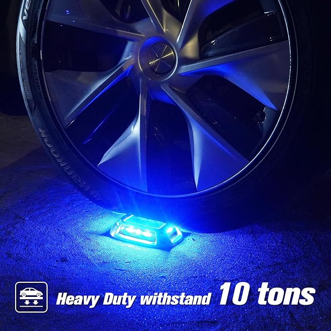 VOLISUN Solar Driveway Lights Dock Deck Lights 4 Pack,9 Colors in 1 Led IP67 Waterproof Outdoor Warning Step Lights for Driveway Sidewalk Pathway RGB