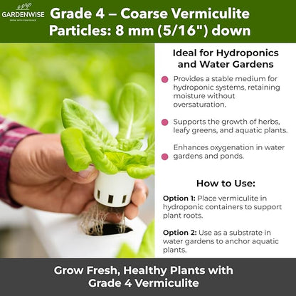Organic Coarse Vermiculite for Indoor Gardening Plants and Mushrooms – Enhances Soil Aeration, Seed Germination, Rooting Cuttings – Small Packages and Bulk (Vermiculite Grade 4 – Coarse, 3 qt)