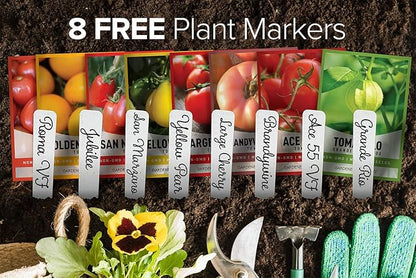 Gardeners Basics, Heirloom Tomatoes for Planting 8 Variety Pack, San Marzano, Roma VF, Large Cherry, Ace 55 VF, Yellow Pear, Tomatillo, Brandywine Pink, Golden Jubilee Tomato Seeds for Garden Non GMO