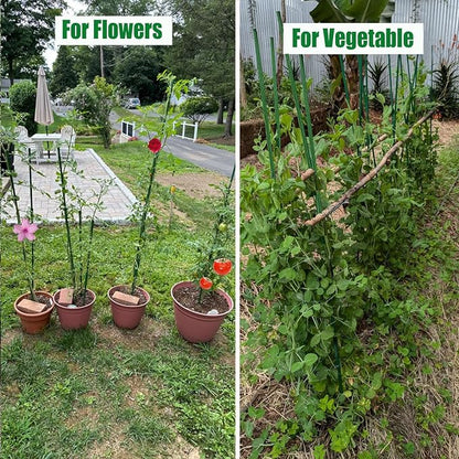 48pcs Garden Stakes Kit: Includes 12 Sets of Fiberglass Plant Sticks Supports & Accessories for DIY 4ft, 5ft, 6ft, 7ft Stakes for Tomato, Vegetables, Indoor & Outdoor Gardening Supplies